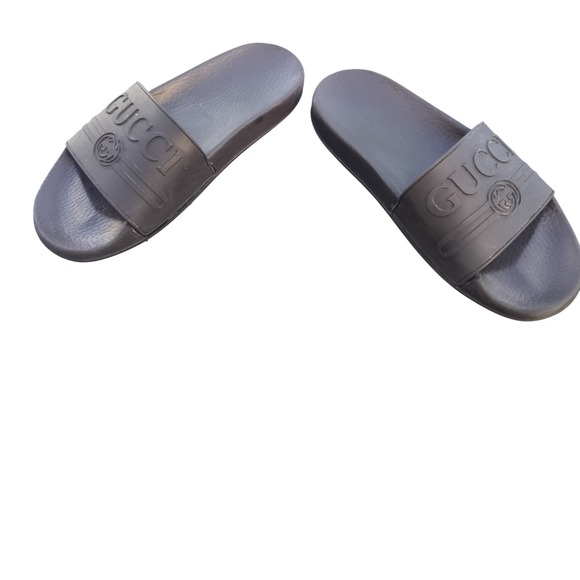 Gucci Rubber Logo Slides Sandals Dark Grey Interlocking G Made in Italy 12 main image 6